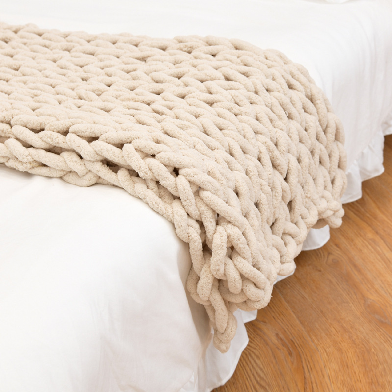 Beschwerte Strickdecke aus Wolle