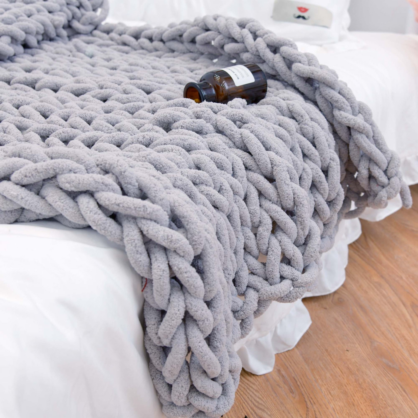 Beschwerte Strickdecke aus Wolle