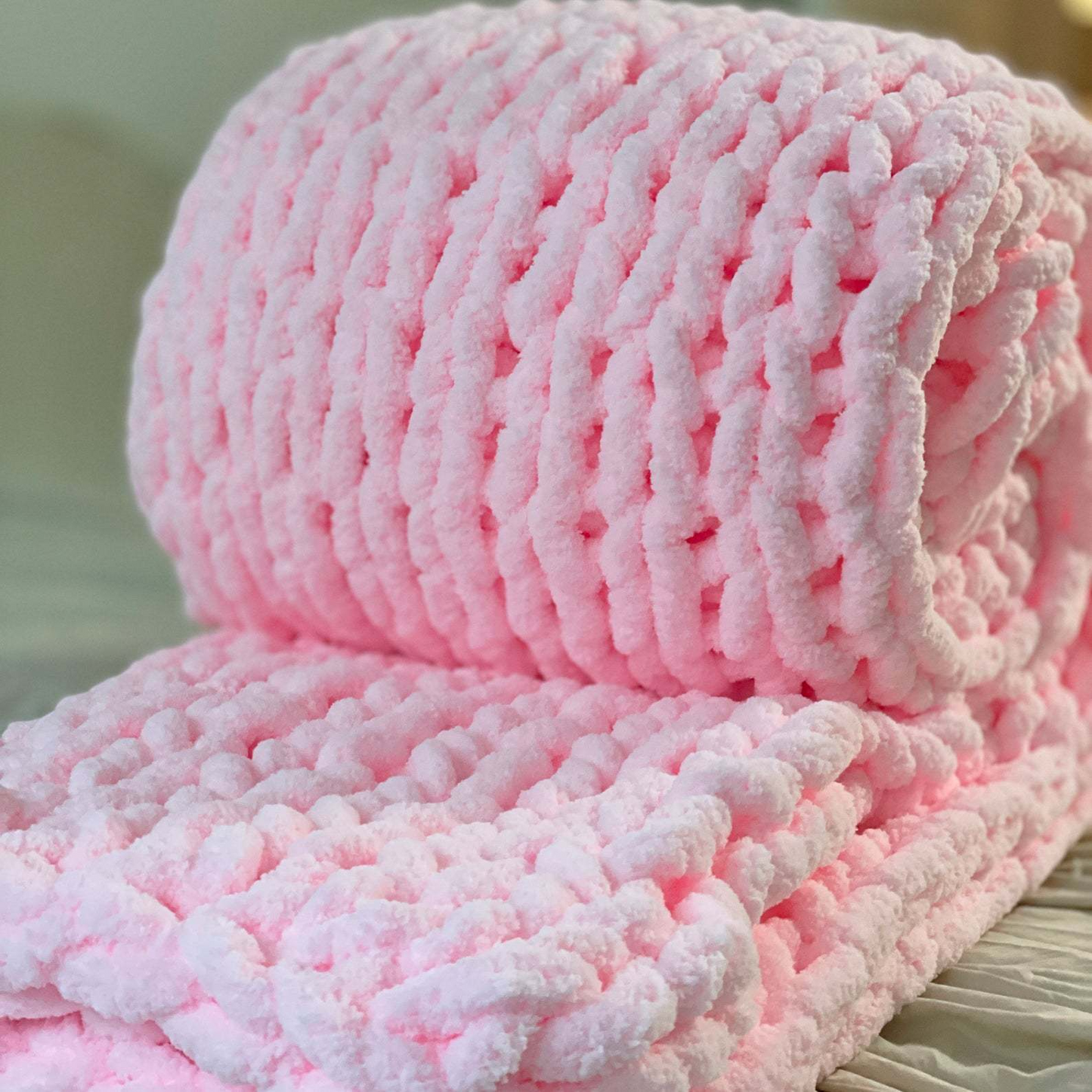 Beschwerte Strickdecke aus Wolle
